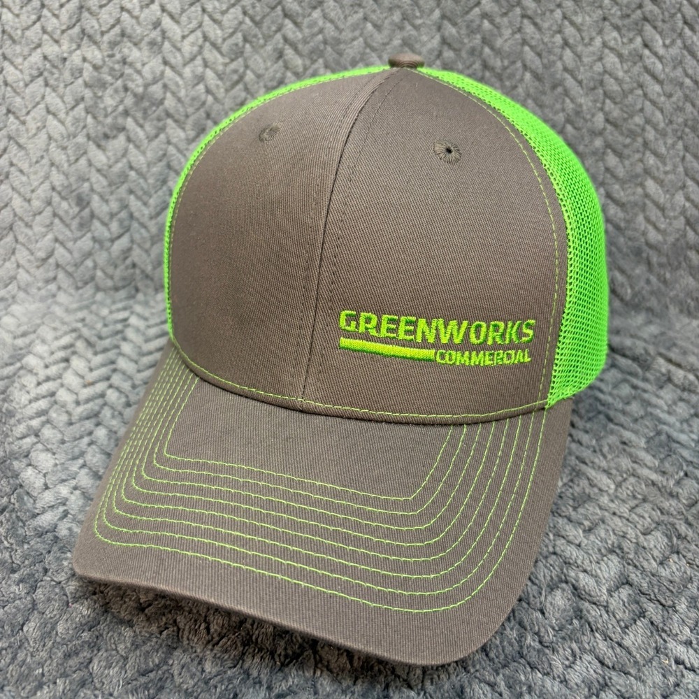 Outdoor Cap Greenworks Commercial Trucker Hat Grey Neon Green Snapback OC771